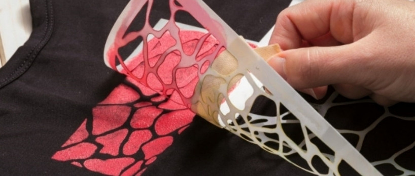 Stencil painting on T-shirt