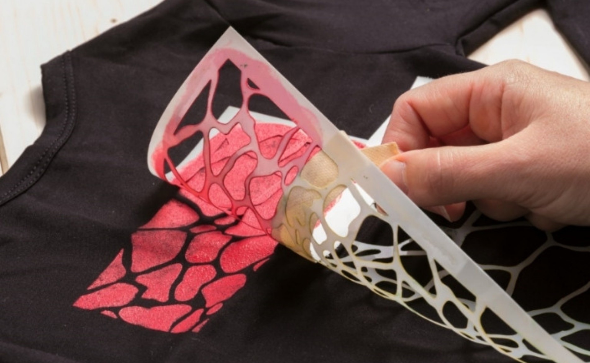 Stencil painting on T-shirt