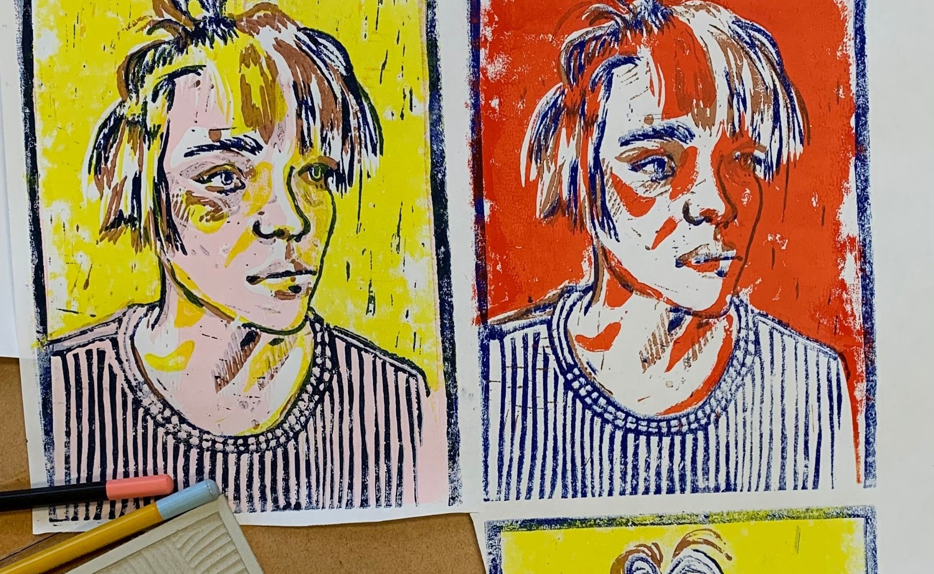 Japanese-inspired lino print