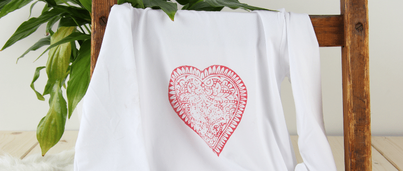 Intricate design on white T-shirt