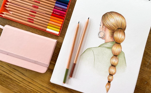 Drawing blond hair with colour pencils