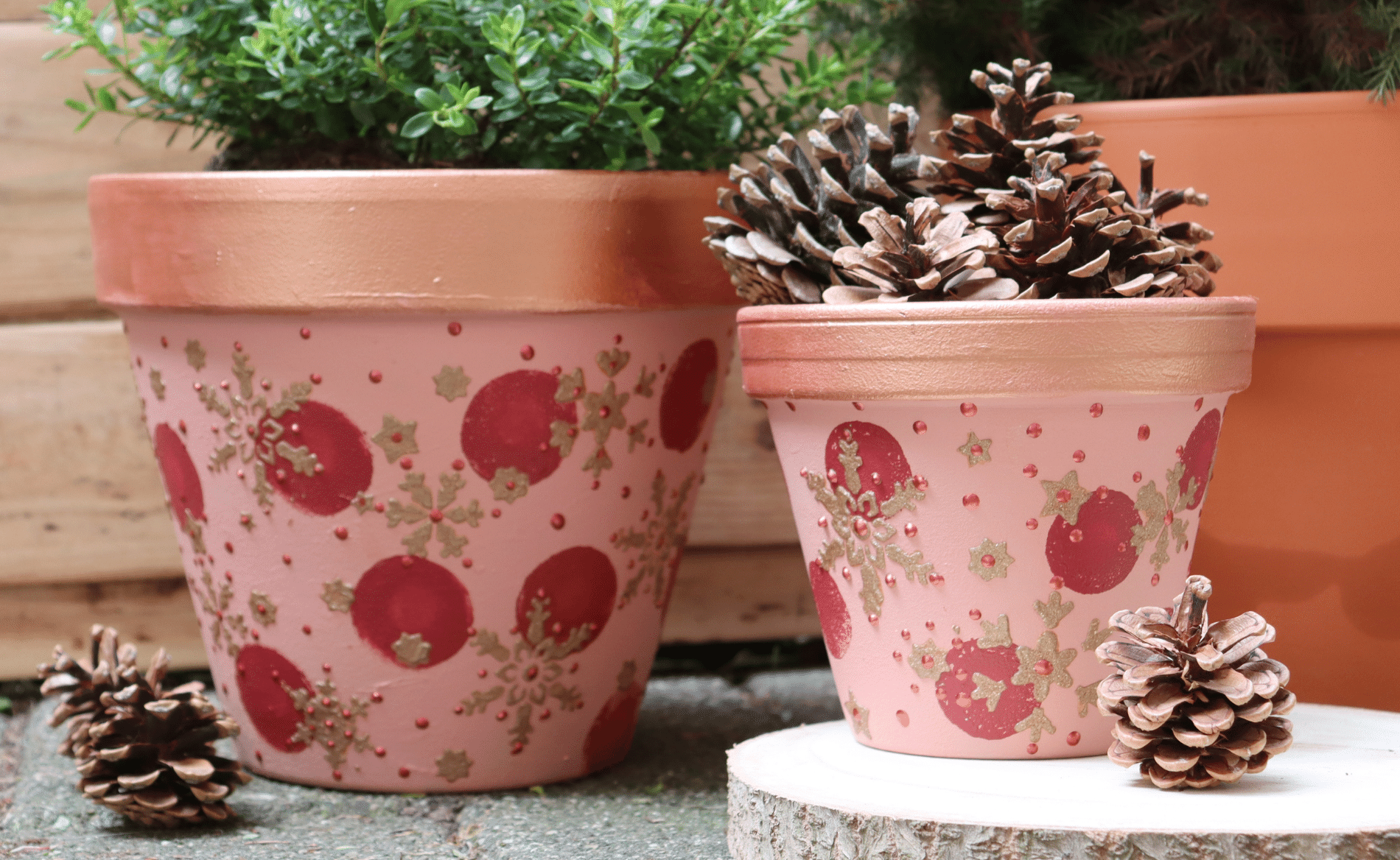 DIY winterse bloempotten
